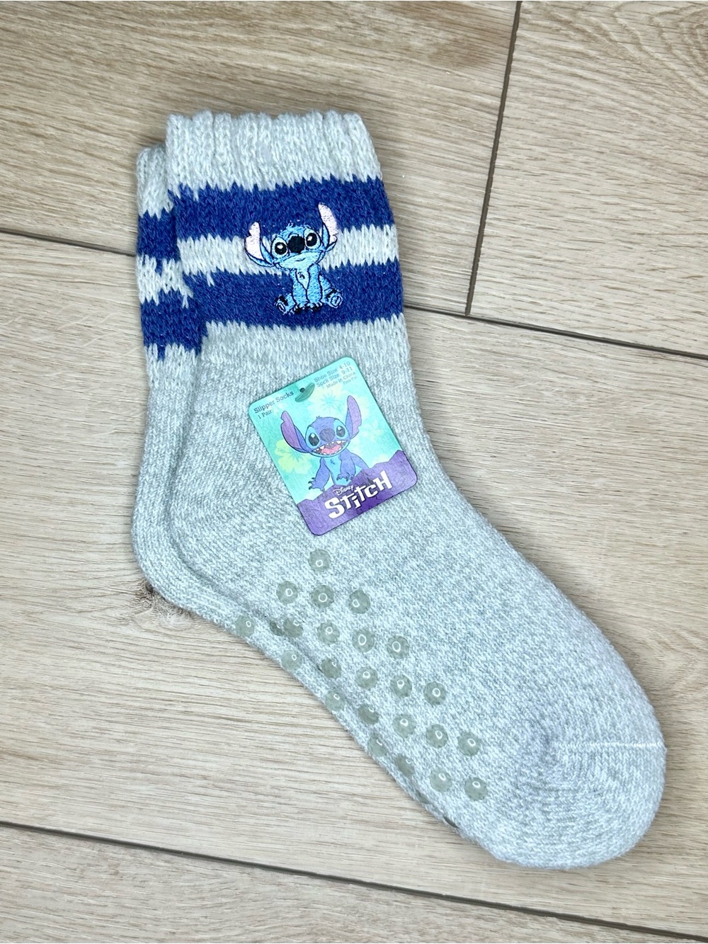 Disney Stitch Women and Teenagers Non-Slip Grey & Blue Crew Socks